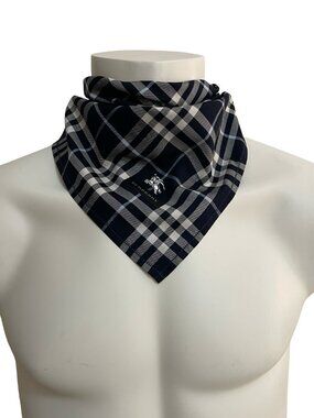 Burberry Cotton Pocket Square 18x18 Navy Plaid 🇯🇵